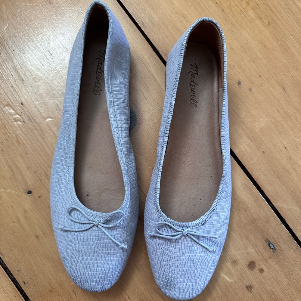 Madewell The April Ballet Flat Light Gray Textured Flats Leather US 11